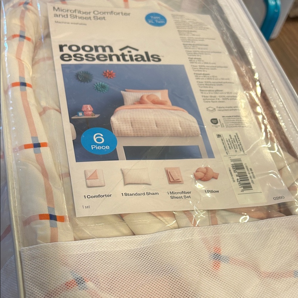 Room Essentials Plaid Microfiber Comforter Set - Cream and Orange - Picture 5 of 11